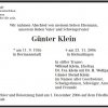 Klein Guenter 1926-2006 Todesanzeige